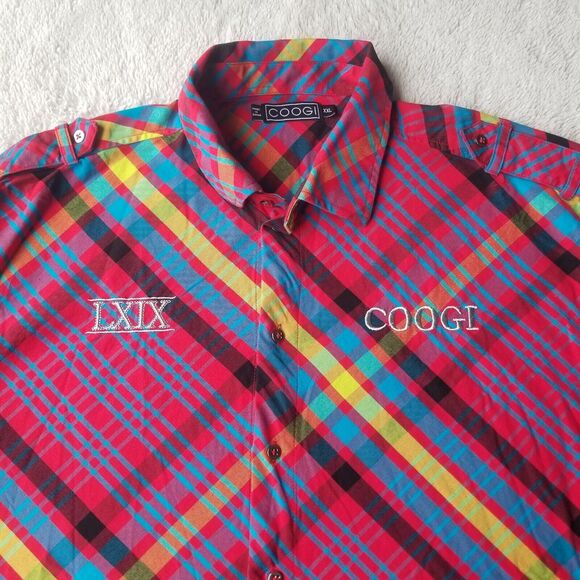 VTG COOGI Short Sleeve Shirt Men's XXL Colorful Logo Colorblock Retro - Picture 2 of 12